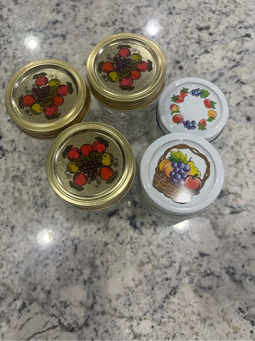 Vintage Ball Quilted Crystal Jelly Jars - Set of 5  Hard to find.